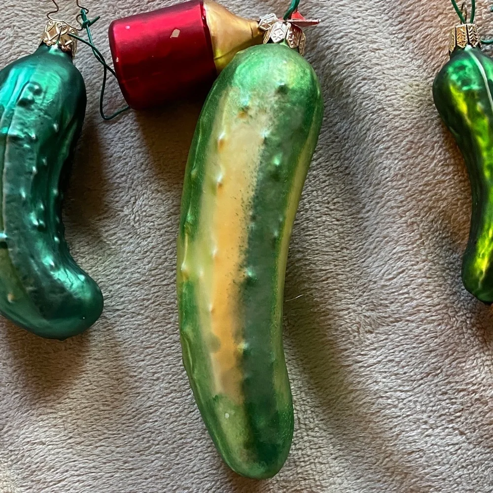 Blown glass vintage Christmas ornaments set of 3 peppers